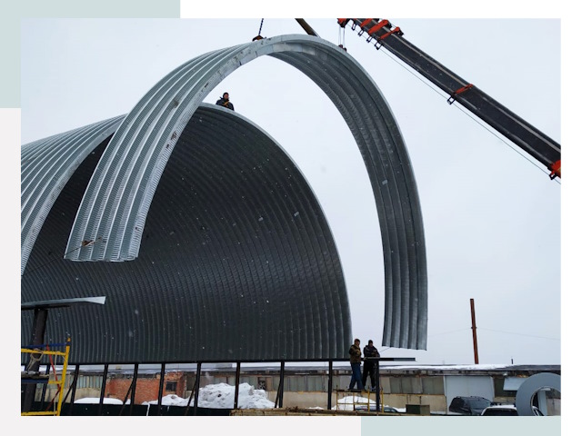 Полукруглые ангары в Северодвинске